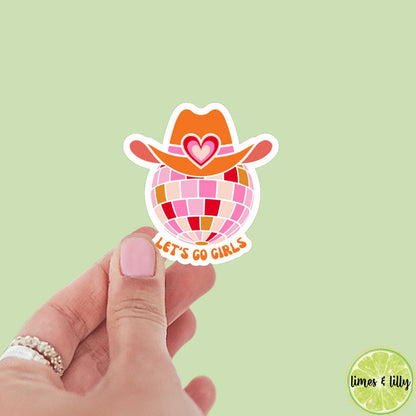 Let’s Go Girls Disco ball sticker, book stickers, kindle, laptop, bookstagram,waterproof, spicy romance, bookish sticker, spring, cowboy
