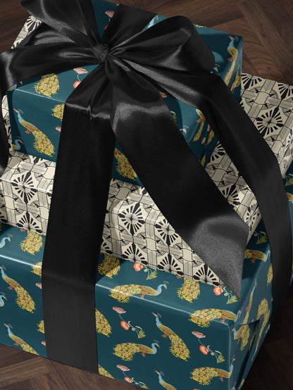 Peacock Gift Wrap Print Peacock Wrapping Paper Wedding Gift Wrap Roll Elegant Gift Wrap Romantic Gift for Her Peacock Feather Pattern