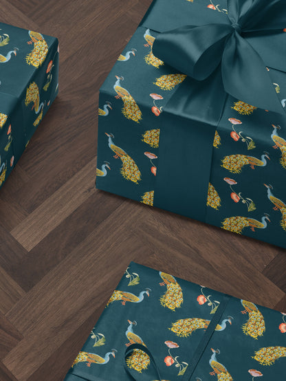 Peacock Gift Wrap Print Peacock Wrapping Paper Wedding Gift Wrap Roll Elegant Gift Wrap Romantic Gift for Her Peacock Feather Pattern