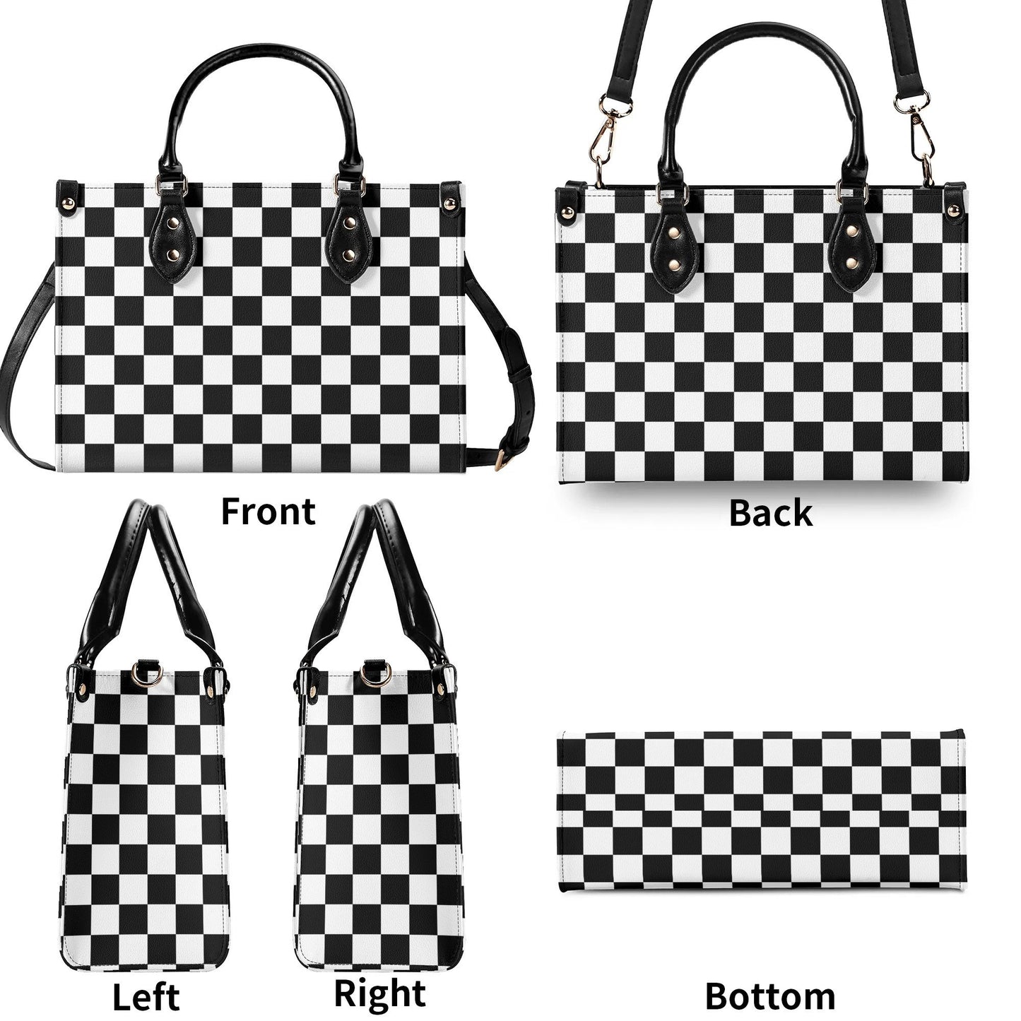 Checkered Purse. Trendy Handbag, Waterproof PU Leather Handbag, Top Handle Vegan Leather, High-quality Crossbody Bag, Shoulder bag