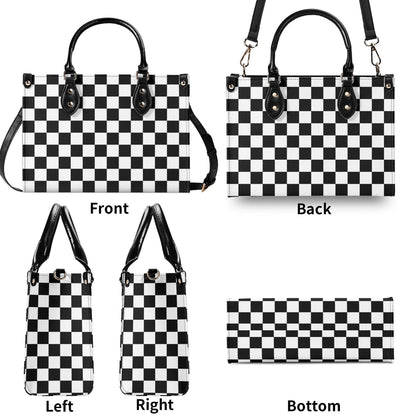 Checkered Purse. Trendy Handbag, Waterproof PU Leather Handbag, Top Handle Vegan Leather, High-quality Crossbody Bag, Shoulder bag