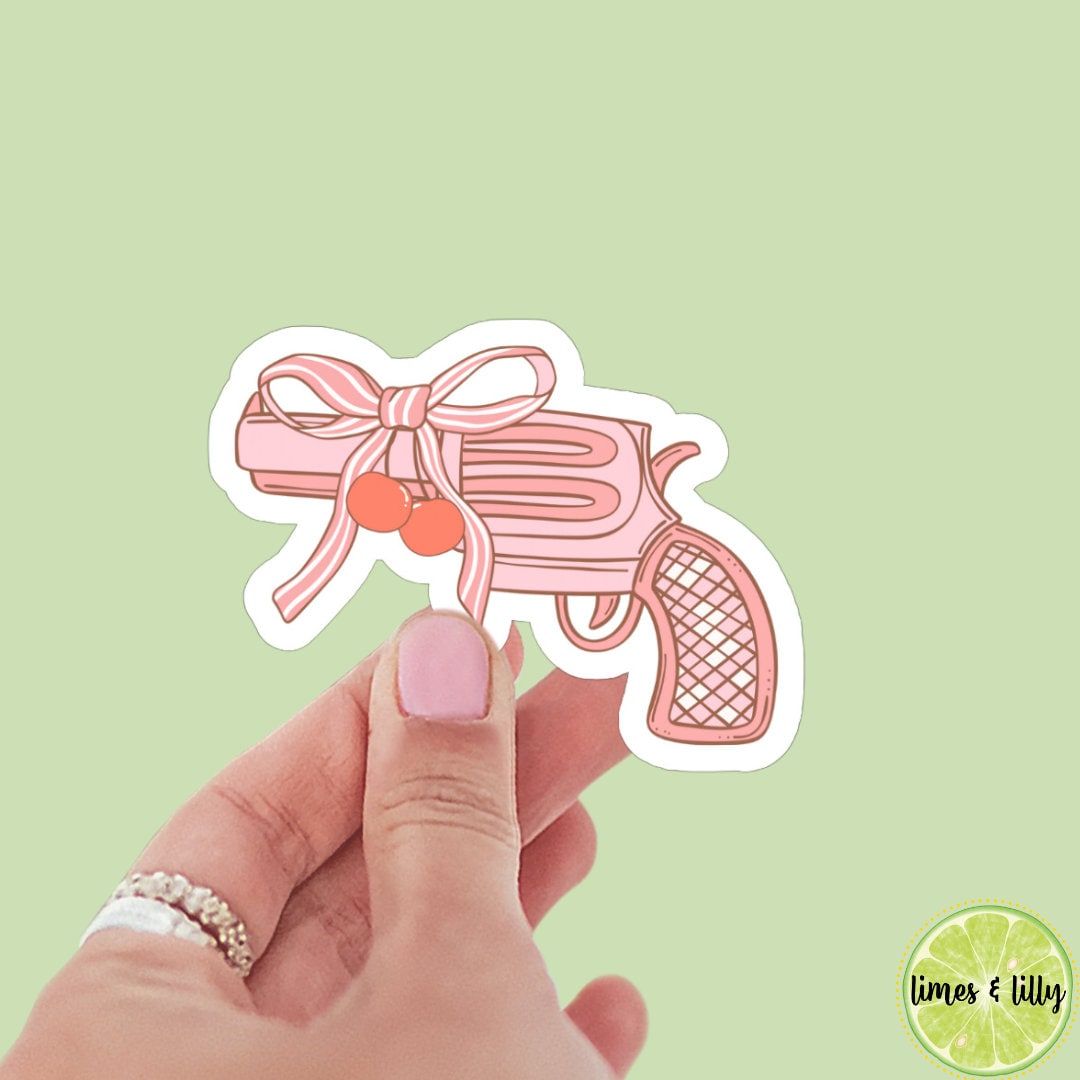 Coquette pink bow weapon Cowboy Era sticker, book stickers, kindle, laptop, spicy romance, bookish sticker, western, decal, bows