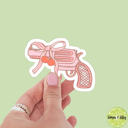 Coquette pink bow weapon Cowboy Era sticker, book stickers, kindle, laptop, spicy romance, bookish sticker, western, decal, bows