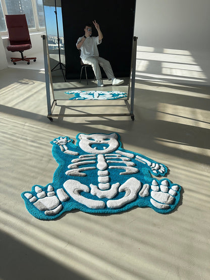 Skeleton tufted rug,3d skull rug, handmade tufted custom rug, living room decor rug, bedroom carpet, area carpet