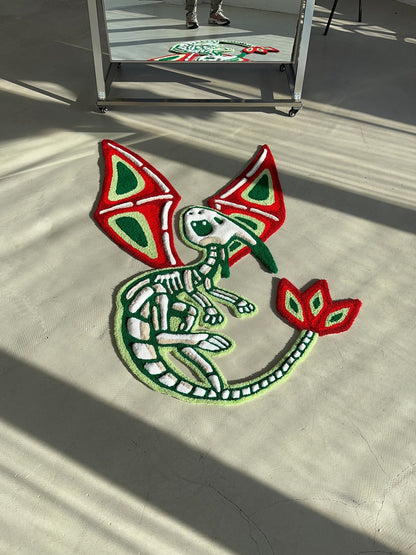 3D Tufted Rug – Handmade Rug with Fantasy Skeleton Creature – Fluffy Art Carpet – Unique Decor for Anime & Game Fans