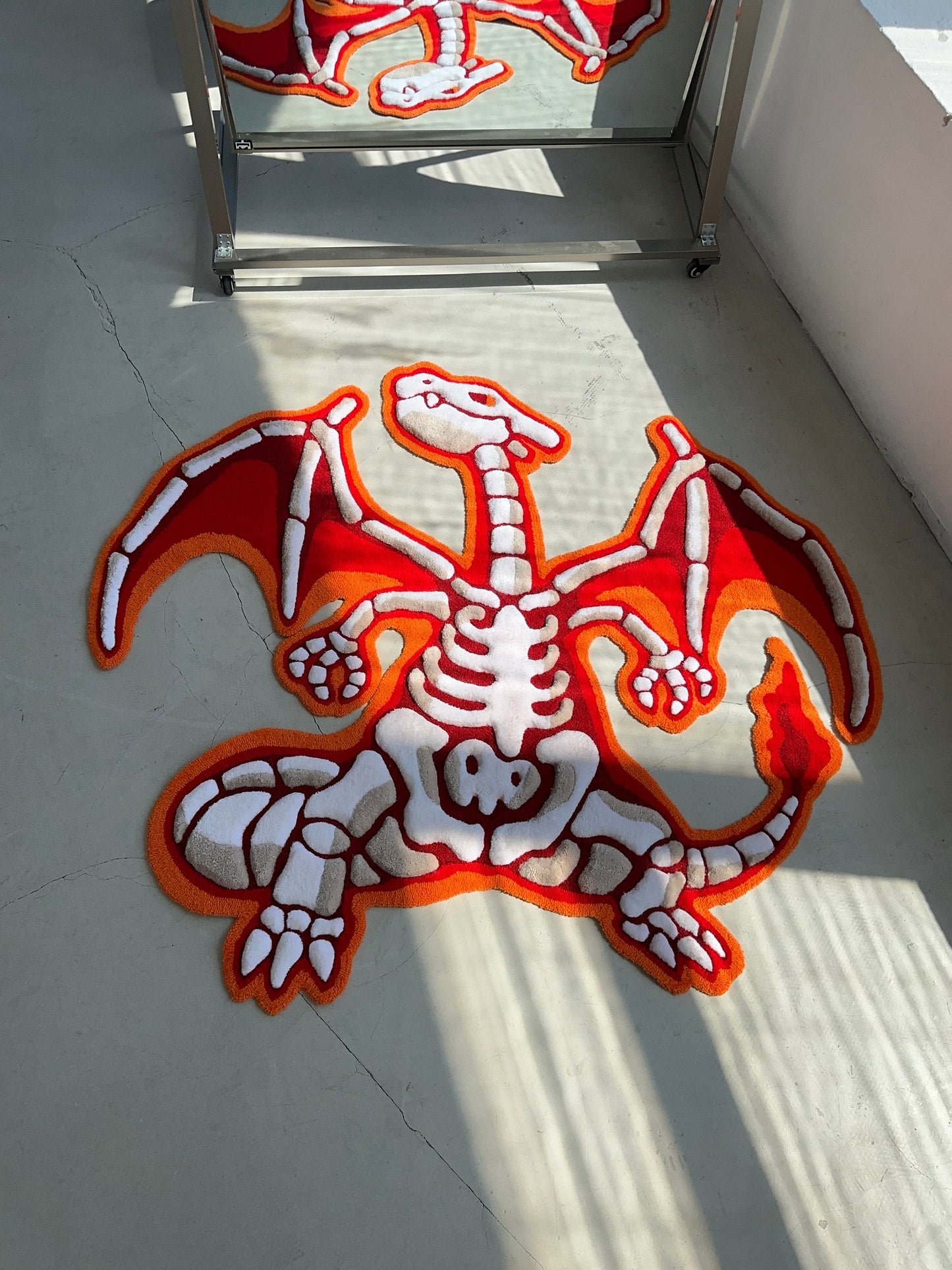 3D Skull Tufted Rug – Handmade Skeleton Rug Inspired by Pop Culture – Unique Home Decor & Gift for Gamers and Anime Fans