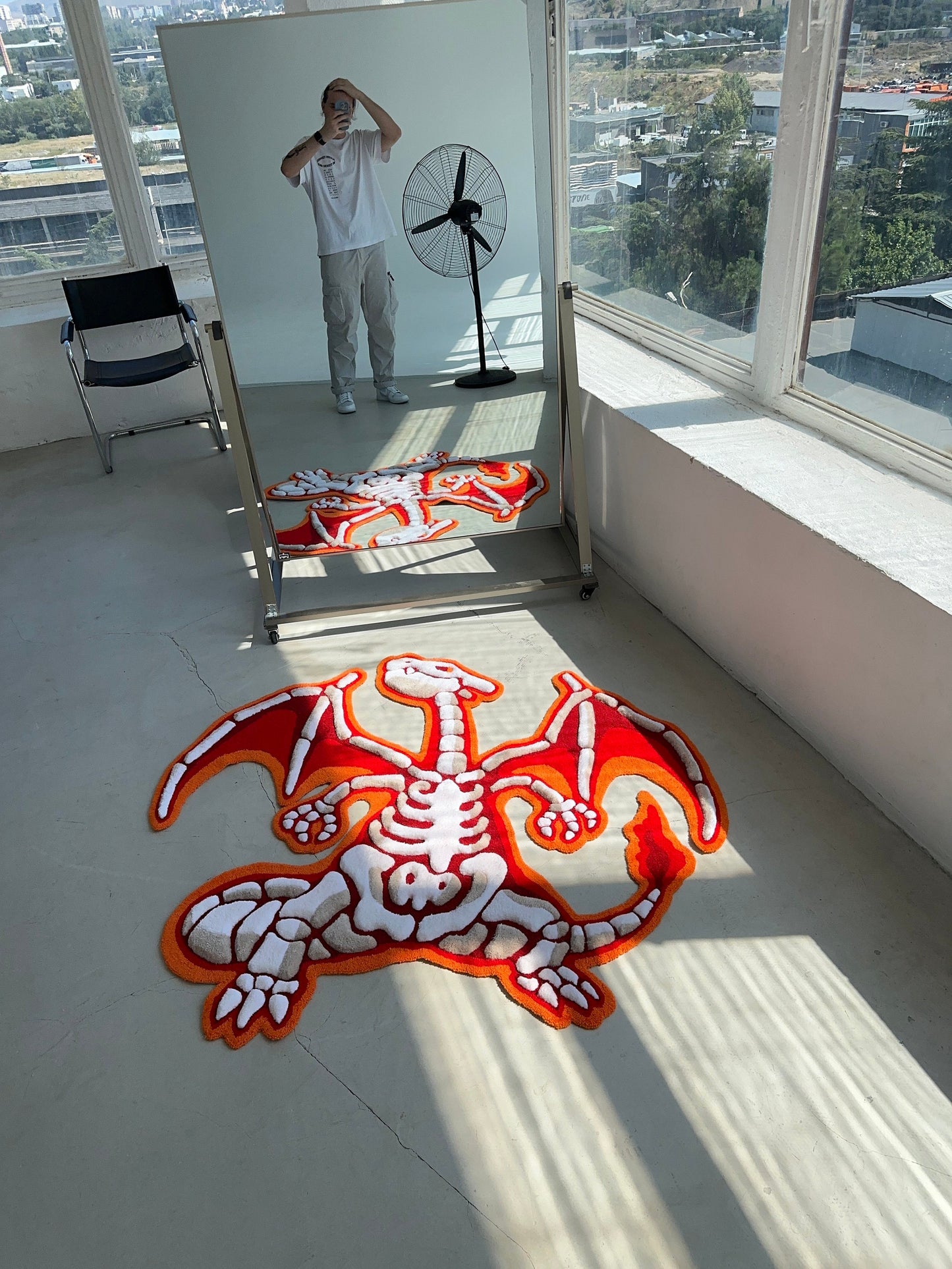 3D Skull Tufted Rug – Handmade Skeleton Rug Inspired by Pop Culture – Unique Home Decor & Gift for Gamers and Anime Fans