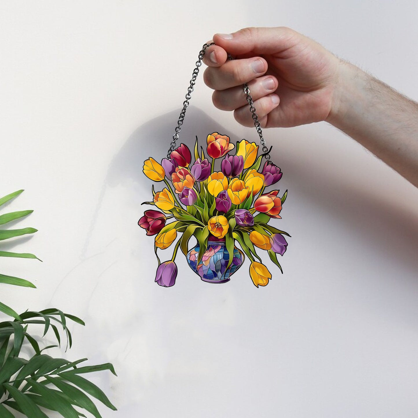 Yellow flowers Window Hanging,  Mica Flowers, Tulip Flowers Acrylic Window Hanging Art Decoration, Tulip Ornament, Gift for her, mom