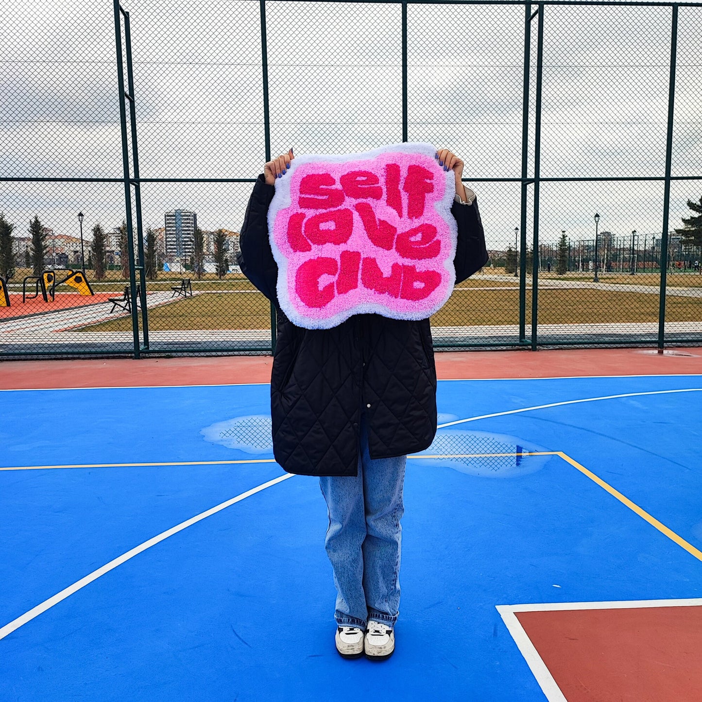 Self Love Club Rug,Abstract Rug,Pink Rug,Tufted Rug,Modern Rug,Handmade Rug,Custom Rug,Area Rug,Home Decor,Gifts for Girlfriend,Cool Rugs