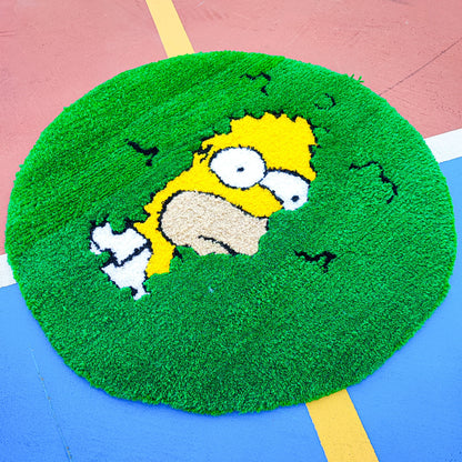 Simpsons Rug,Round Rug,Tufted Rug,Cool Rugs,Green Rug,Gift for Her Unique Rug,Area Rug,Anime Rug,Handmade Rug,Custom Rug,Home Decor