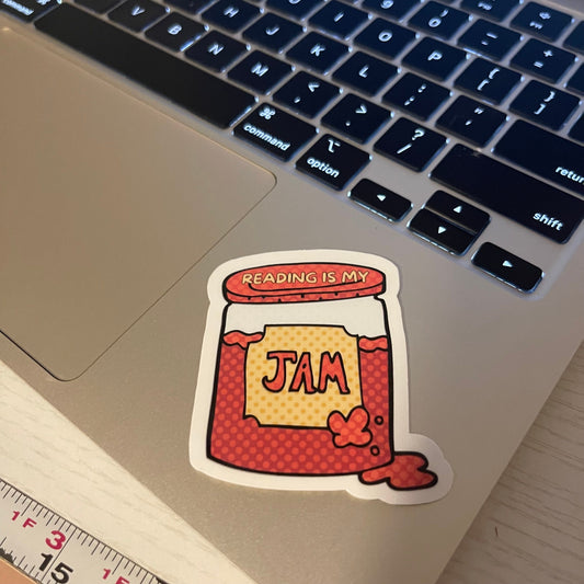 Reading is My Jam sticker, book stickers, kindle, laptop, spicy romance, bookish stickers, decal, water bottle, jelly, food, pbj