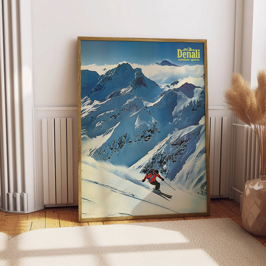 Vintage Skiing Magazine Poster, Ski Wall Art Poster, Outdoor Ski Catalogue Poster, Skiing Magazine Wall Art Print, Backcountry Ski Poster