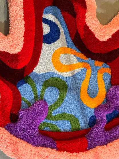 Tufted Starfish Fluffy Rug, Sea Rug, Ocean 3D Rug, Red Pink Starfish