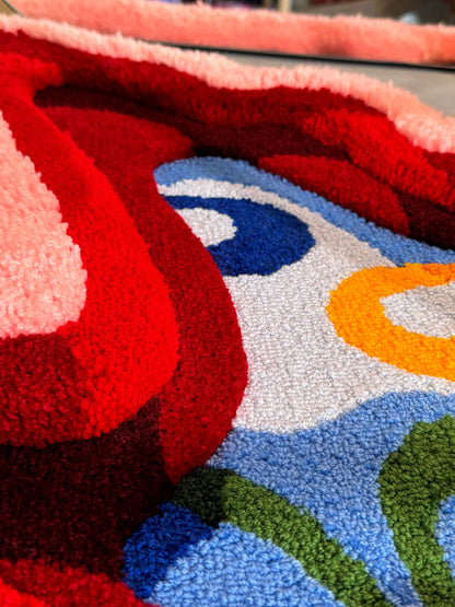 Tufted Starfish Fluffy Rug, Sea Rug, Ocean 3D Rug, Red Pink Starfish