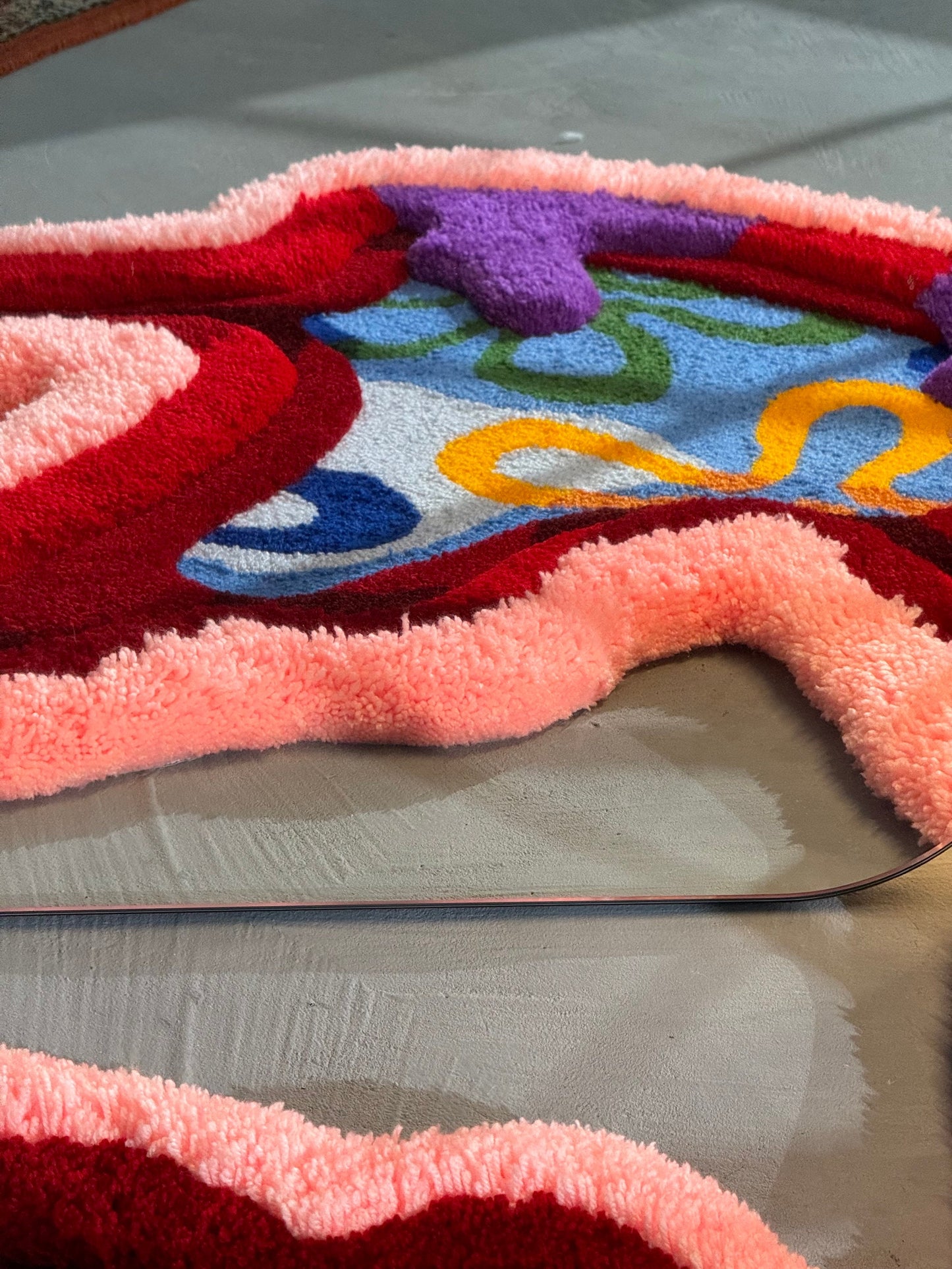 Tufted Starfish Fluffy Rug, Sea Rug, Ocean 3D Rug, Red Pink Starfish