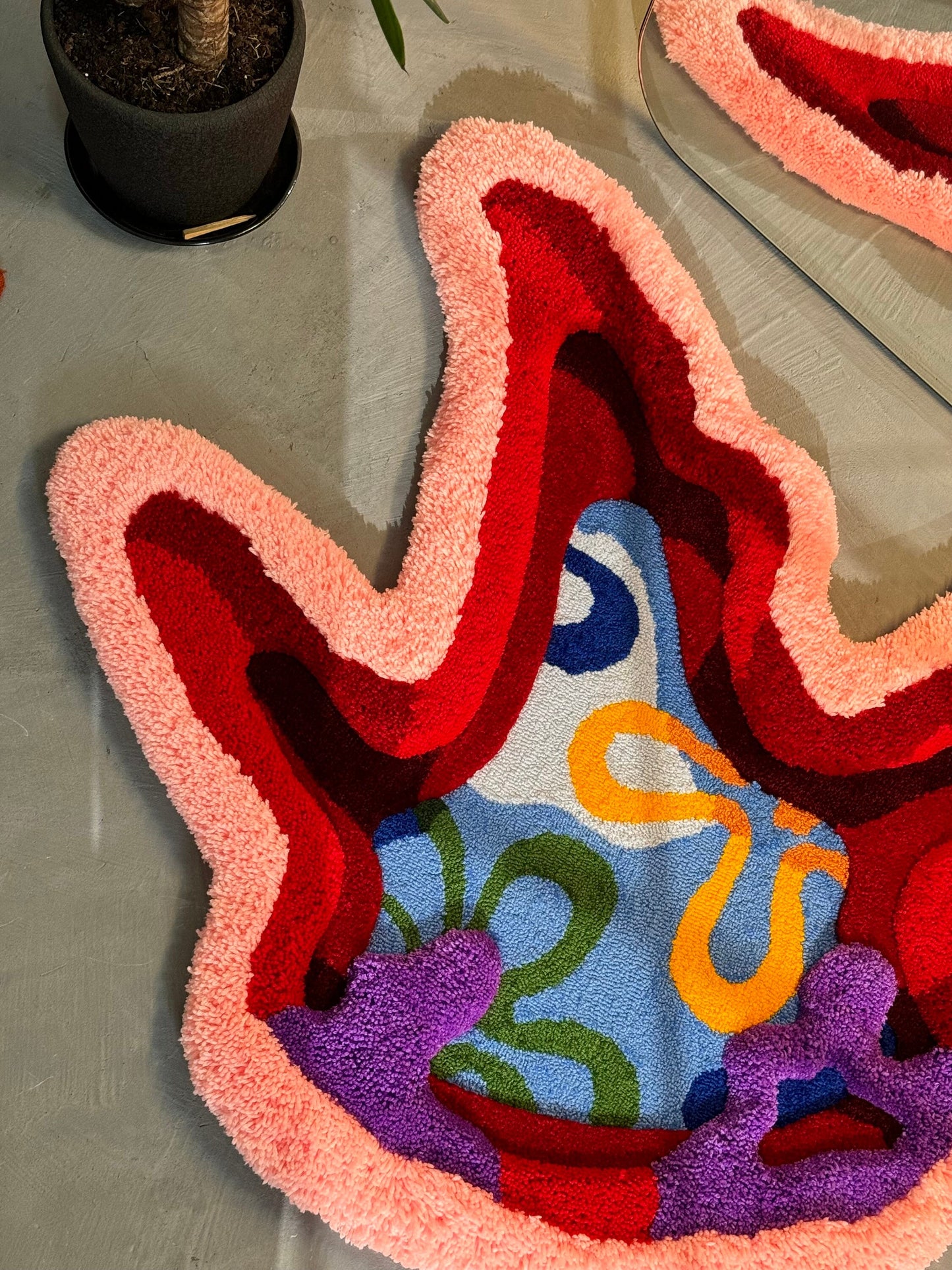 Tufted Starfish Fluffy Rug, Sea Rug, Ocean 3D Rug, Red Pink Starfish