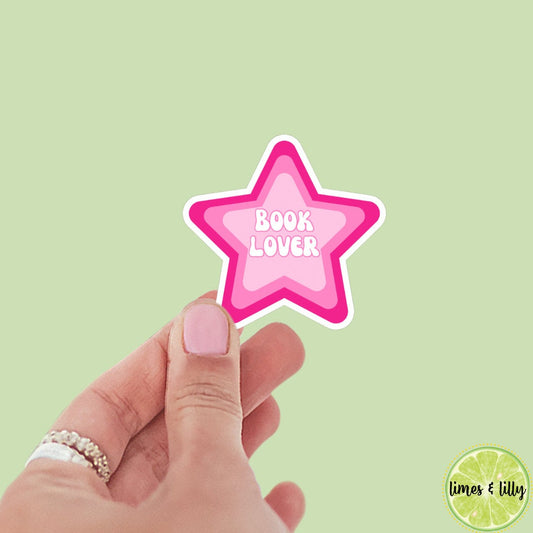 Book Lover Retro Trippy 70s Star sticker, book stickers, kindle, laptop, foodie, bookish stickers, decal, water bottle, shine