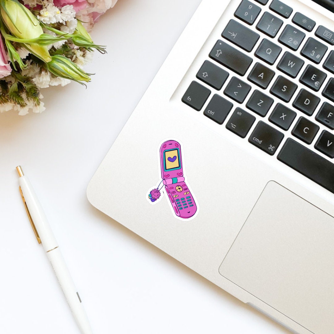 Y2K 90s Girl Retro Flip Phone sticker, book stickers, kindle, laptop, foodie, bookish stickers, decal, water bottle, cell phone