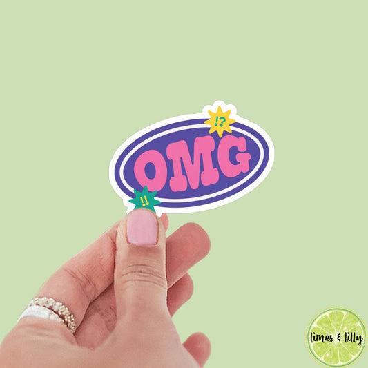 Y2K 90s Girl Retro OMG sticker, book stickers, kindle, laptop, bookish stickers, decal, water bottle, oh em gee, acrynom, nostalgia