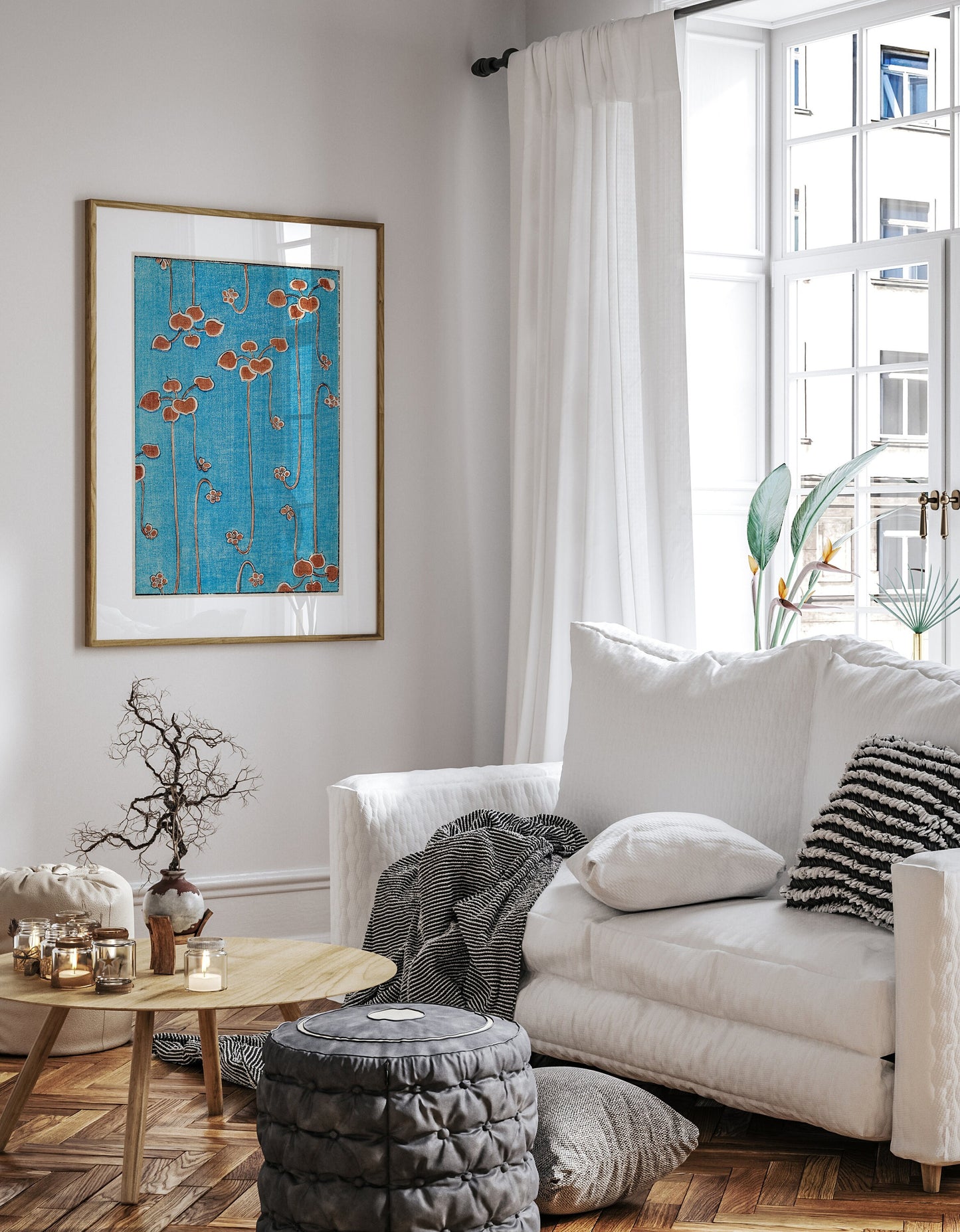 Japanese vintage woodblock print by Watanabe Seitei, Watanabe Seitei Poster, Blue Vintage Woodblock Exhibition Japanese Art, Gift Idea