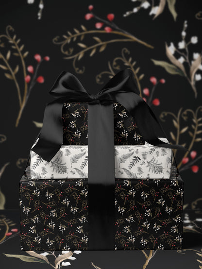 Floral Gift Wrap Botanical Flower Print Wrapping Paper Pattern Botanical Print Gift Wrap Wedding Wrapping Paper Roll Elegant Gift Wrap