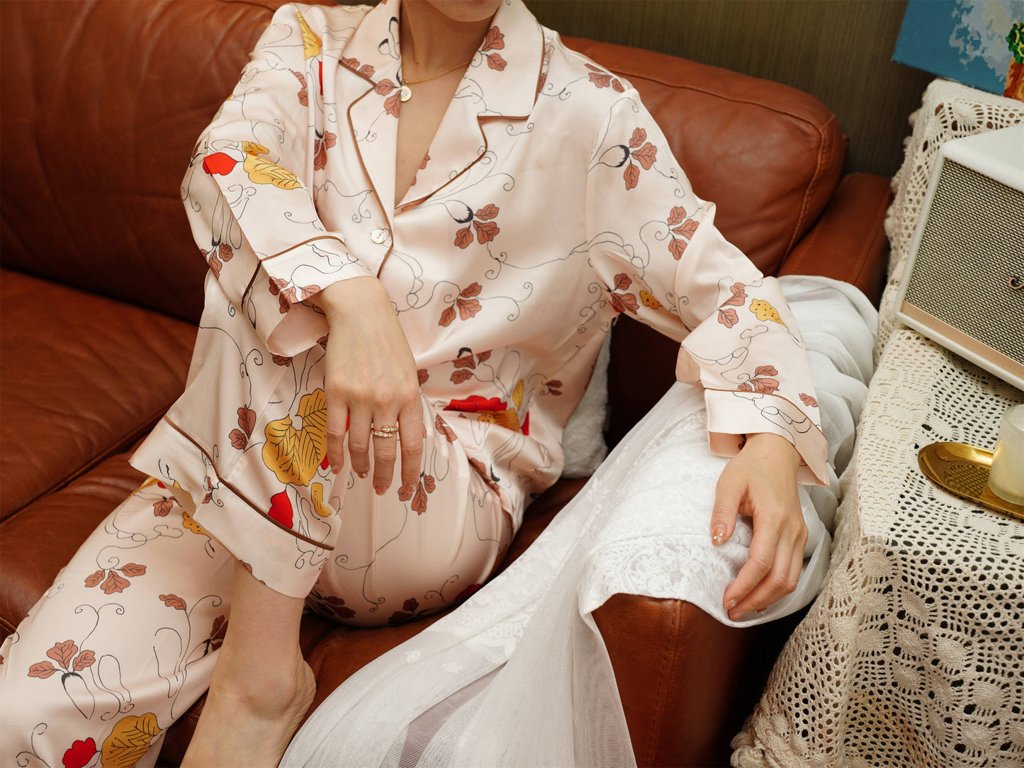 Unique Floral Long Pyjama Set, Bride And Bridesmaids Pajama, Pajama Set For Women , Gift For Her,Could Be Wear Outside