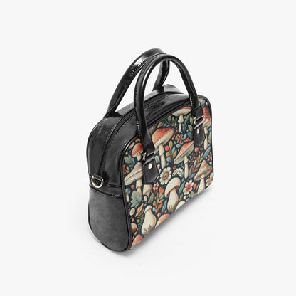 Mystical Bloom: The Mushroom Garden Handbag Casual Leather Saddle Bag. Small Handbag, Shoulder Bag, Crossbody Bag, Mushroom Bag,