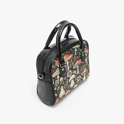 Mystical Bloom: The Mushroom Garden Handbag Casual Leather Saddle Bag. Small Handbag, Shoulder Bag, Crossbody Bag, Mushroom Bag,