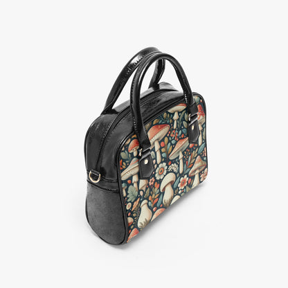 Mystical Bloom: The Mushroom Garden Handbag Casual Leather Saddle Bag. Small Handbag, Shoulder Bag, Crossbody Bag, Mushroom Bag,
