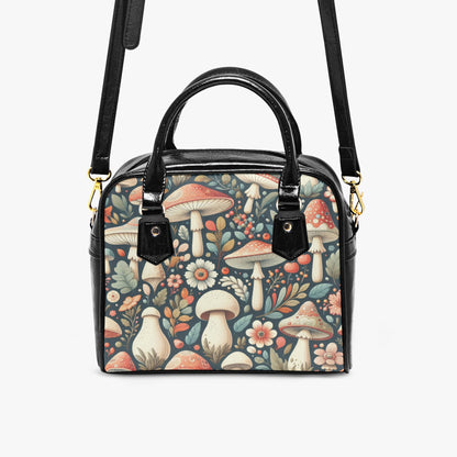 Mystical Bloom: The Mushroom Garden Handbag Casual Leather Saddle Bag. Small Handbag, Shoulder Bag, Crossbody Bag, Mushroom Bag,
