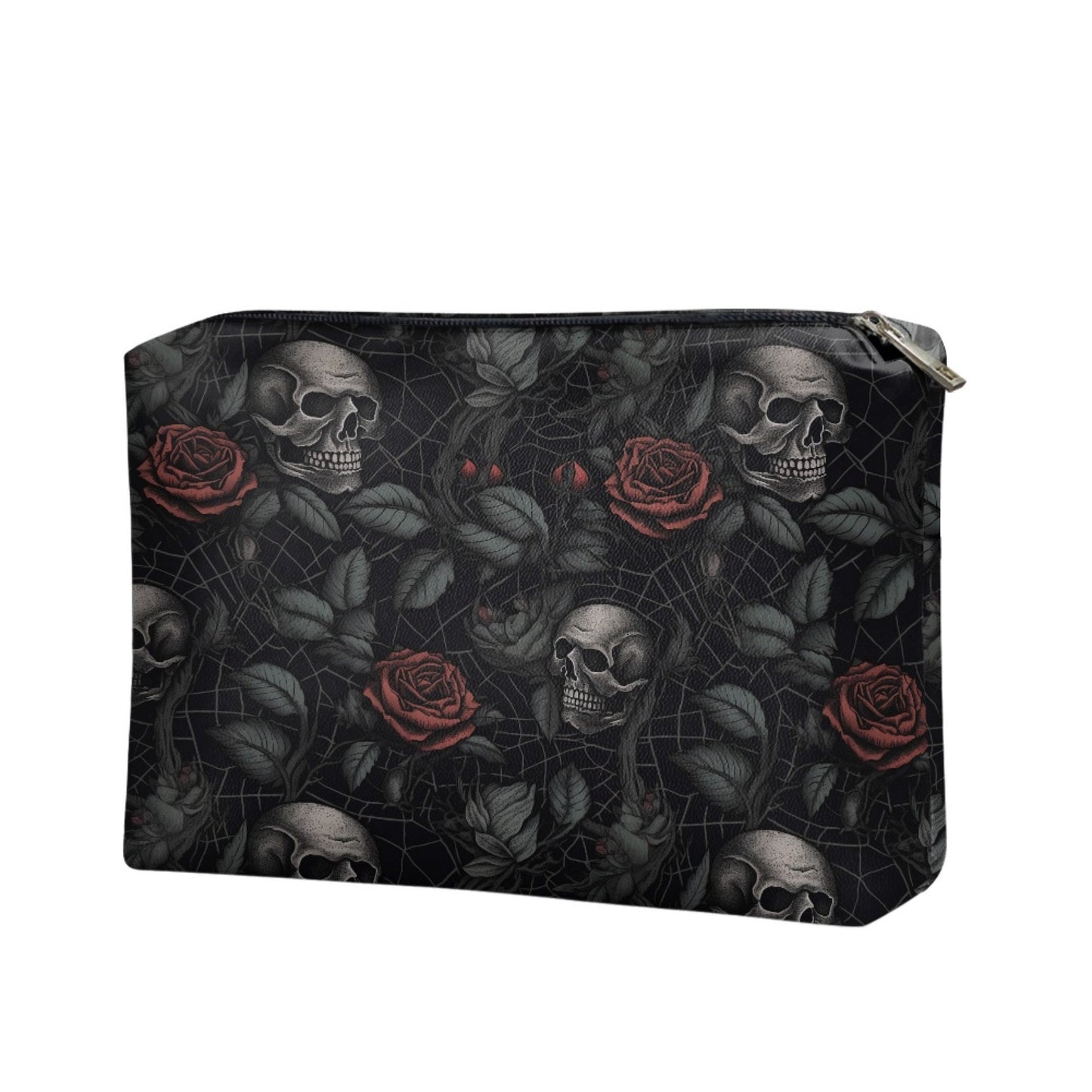 Gothic PU Leather Tote Bag, Dark Roses and skull Trendy Fashion Handbag, Dark academia Vegan Leather Handbag Gift, Black Rose Purse