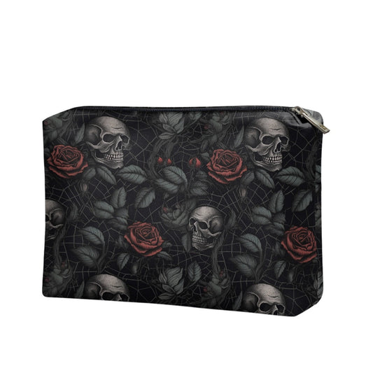 Gothic PU Leather Tote Bag, Dark Roses and skull Trendy Fashion Handbag, Dark academia Vegan Leather Handbag Gift, Black Rose Purse