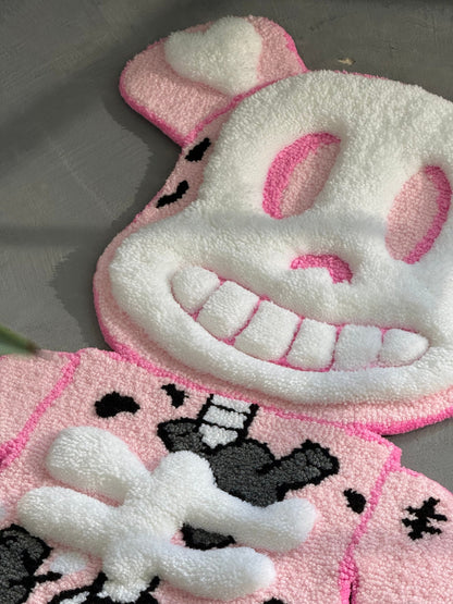 Tufted Bear Rug, Custom Bear Skeleton Rug, Pink Rug, Collectibles home decor, Unique Floor Art, Halloween gift, Christmas gift