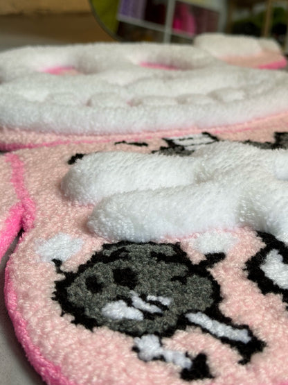 Tufted Bear Rug, Custom Bear Skeleton Rug, Pink Rug, Collectibles home decor, Unique Floor Art, Halloween gift, Christmas gift