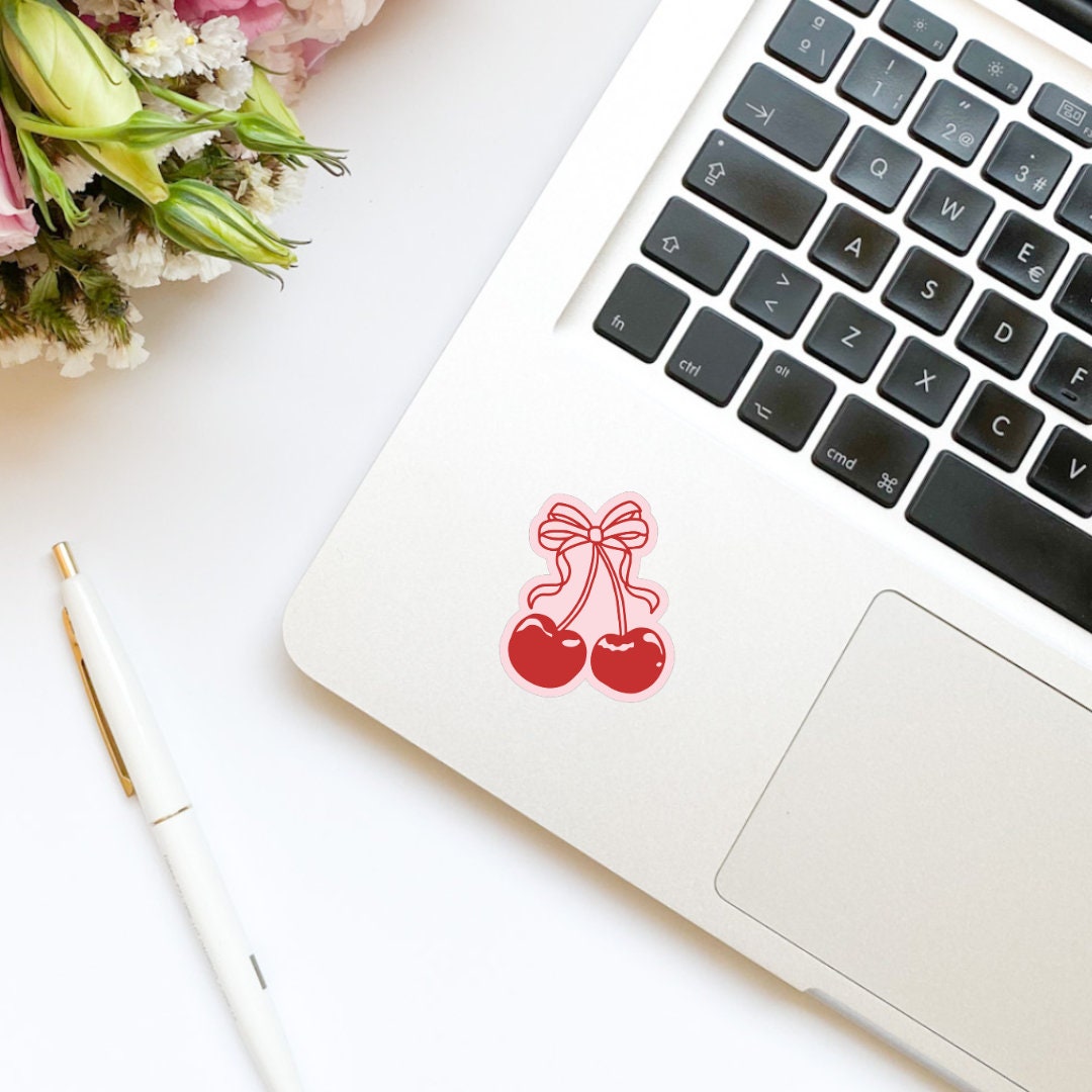 Coquette Cherry Pink Sticker | Girly Sticker | Cute Sticker | Kindle Sticker | Bookish Sticker |  Cute Stickers