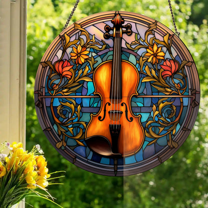 Violin: Stained Glass Style Window Hanging