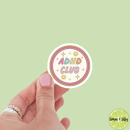 ADHD Club Sticker, bookish stickers, book stickers, kindle, laptop, booktok, mental health, neurodivergent