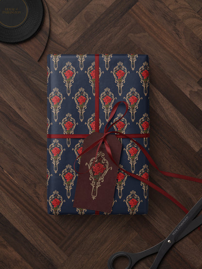 Flower Wrapping Paper Elegant Gift Wrap for Wedding Gift Wrapping Paper Birthday Classic Wrapping Paper Baby Shower Gift Wrap Rose Print