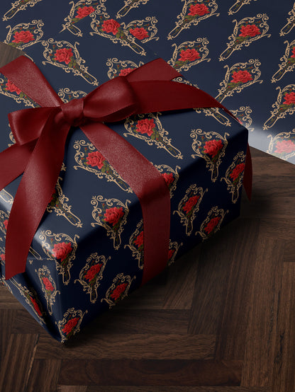 Flower Wrapping Paper Elegant Gift Wrap for Wedding Gift Wrapping Paper Birthday Classic Wrapping Paper Baby Shower Gift Wrap Rose Print