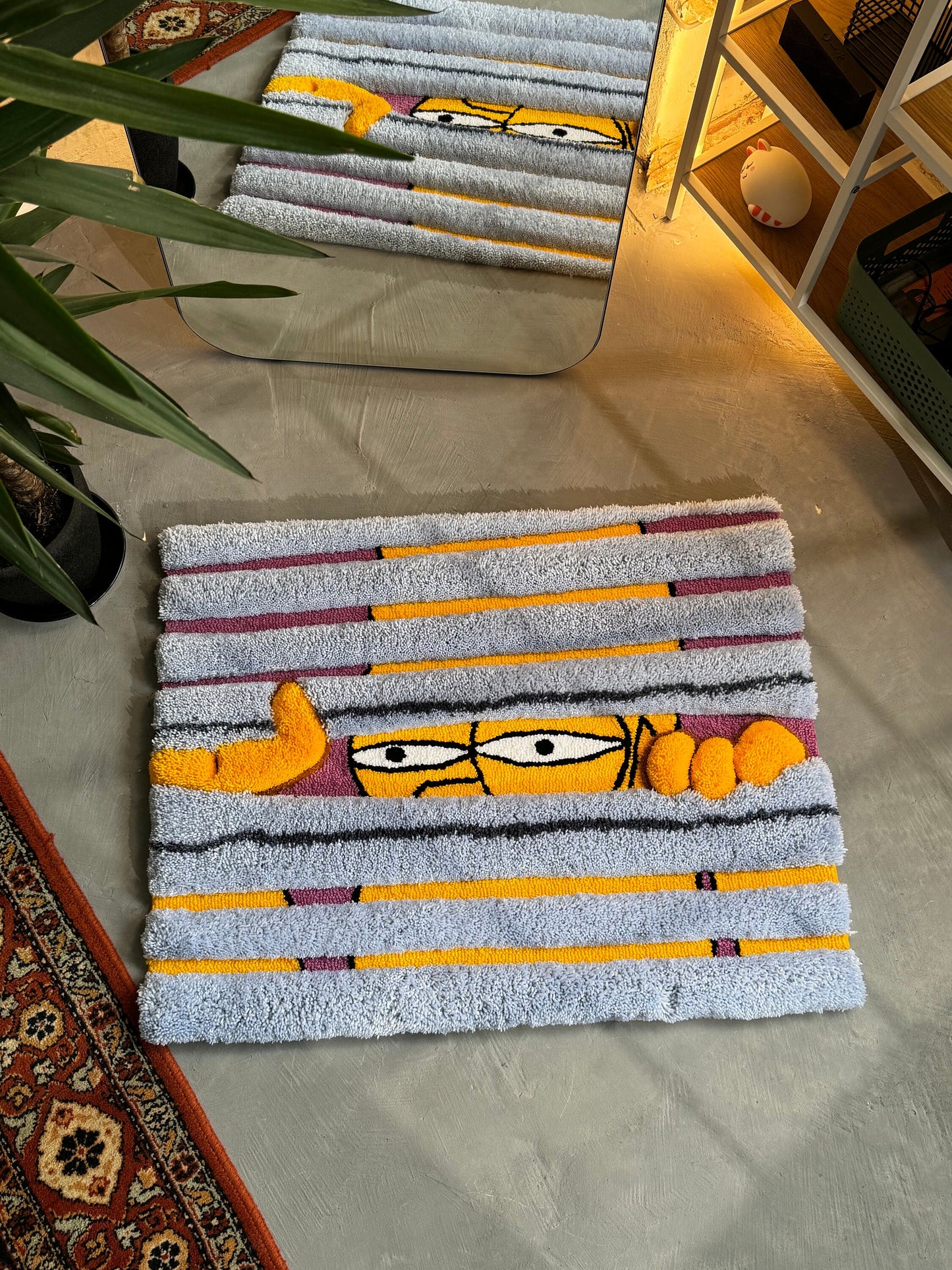 Tufted Cartoon 3D Rug, Wall Decor Rug, Handmade floor art, Gift for Father day, Home Decor Rug