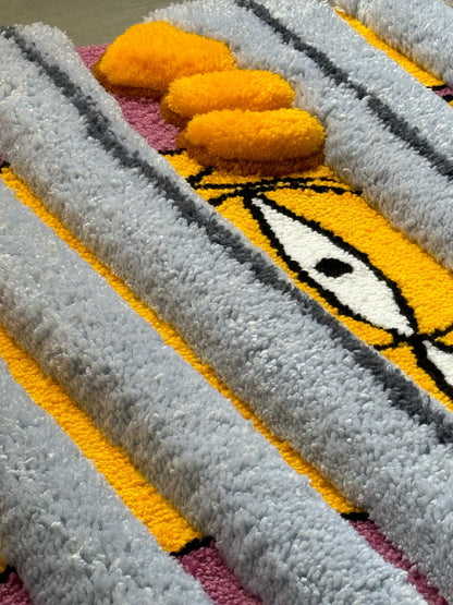 Tufted Cartoon 3D Rug, Wall Decor Rug, Handmade floor art, Gift for Father day, Home Decor Rug