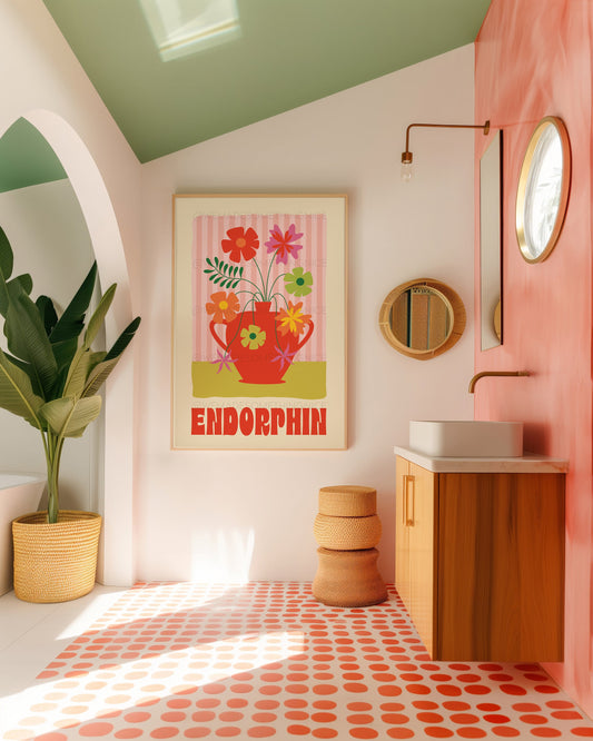 Endorphin Poster, Dopamine Decor, Maximalist Wall Art, Apartment Decor, Retro Wall Art, Trendy Wall Art, Colourful Wall Art, Flower Art