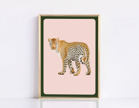 Cheetah Retro Vintage print, Cheetah Poster, Bold Green and Pink Vintage Wall Art, Eclectic Wall Decor, Gift Idea, Boho wall art