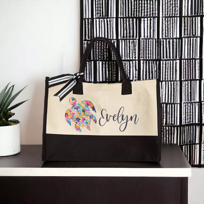 Sea Turtle Tote Bag, Beach Tote Bag, Summer Trip Tote, Bridesmaids Gifts, Wedding Tote Bags, Canvas Tote Bag, Beach Wedding Party Tote