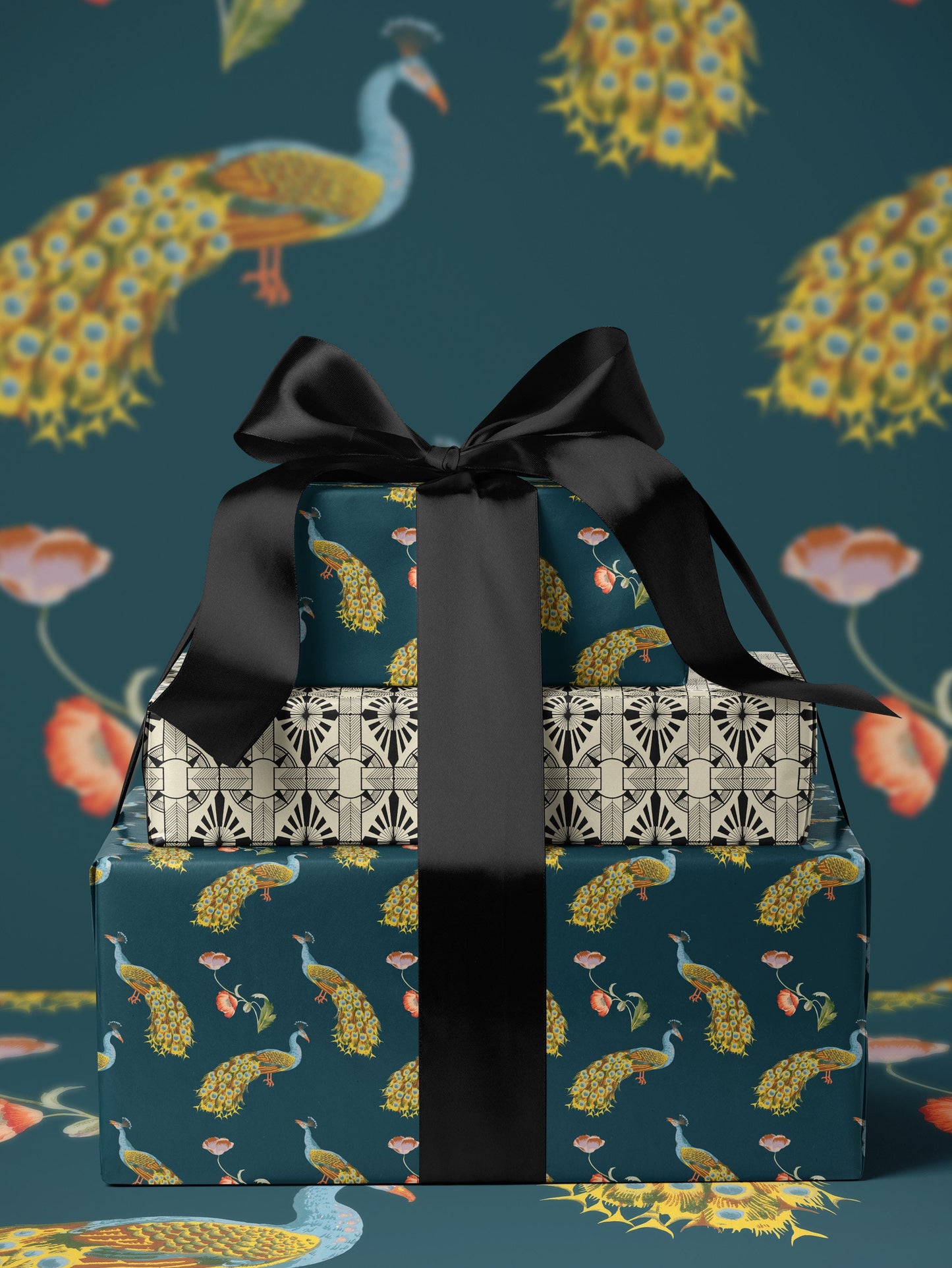 Peacock Gift Wrap Print Peacock Wrapping Paper Wedding Gift Wrap Roll Elegant Gift Wrap Romantic Gift for Her Peacock Feather Pattern