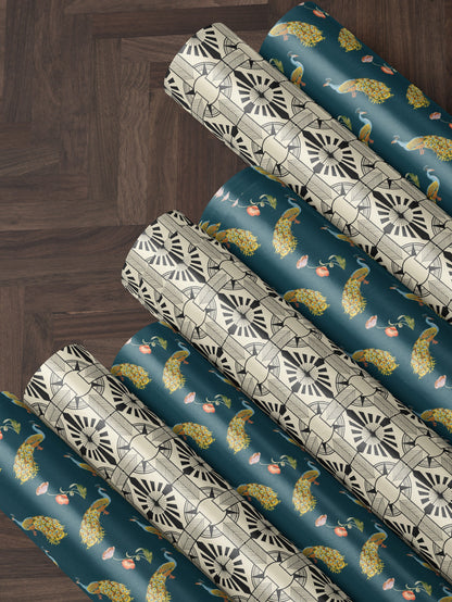 Peacock Gift Wrap Print Peacock Wrapping Paper Wedding Gift Wrap Roll Elegant Gift Wrap Romantic Gift for Her Peacock Feather Pattern
