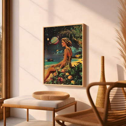 Vintage Vogue Surrealism Styled Magazine Poster, Outer Space Trippy Art, Fashion Magazine Wall Art Print, Vogue Art Print, Psychedelic Art