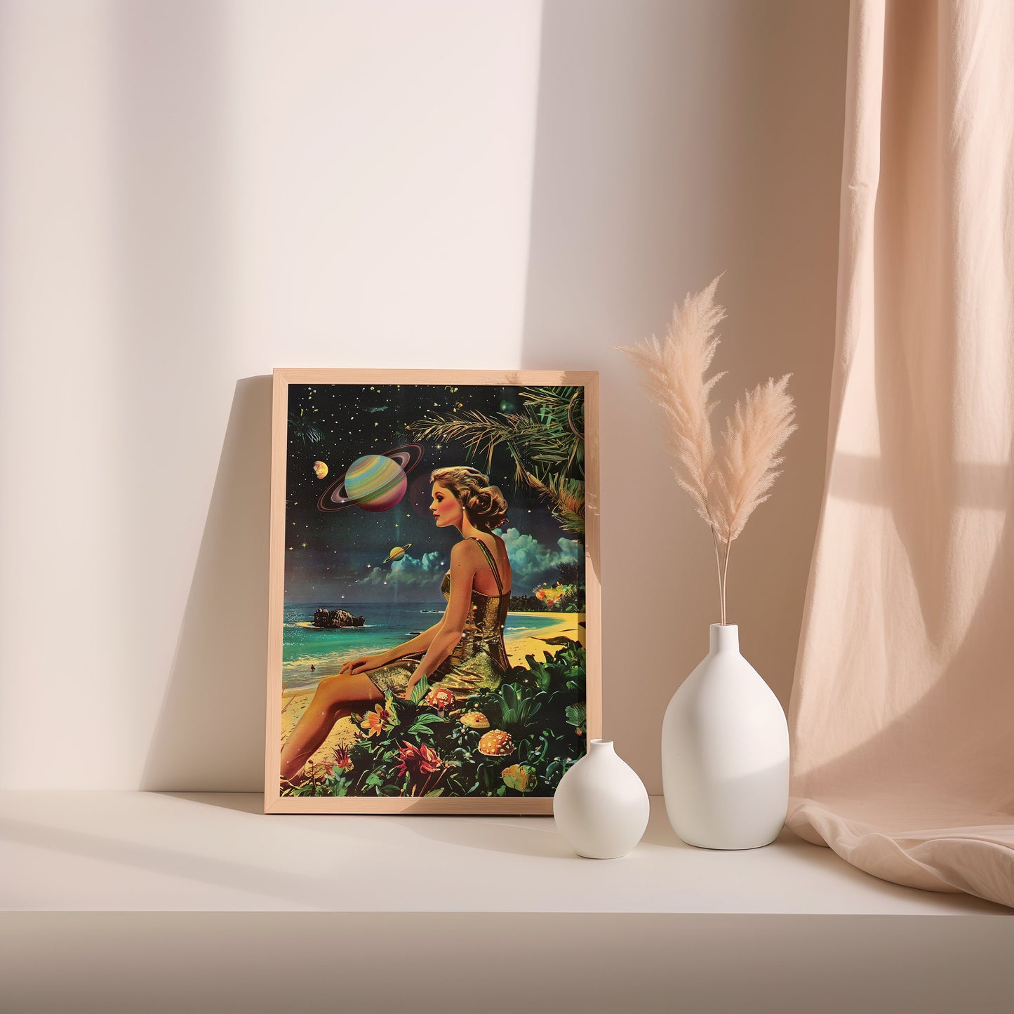 Vintage Vogue Surrealism Styled Magazine Poster, Outer Space Trippy Art, Fashion Magazine Wall Art Print, Vogue Art Print, Psychedelic Art