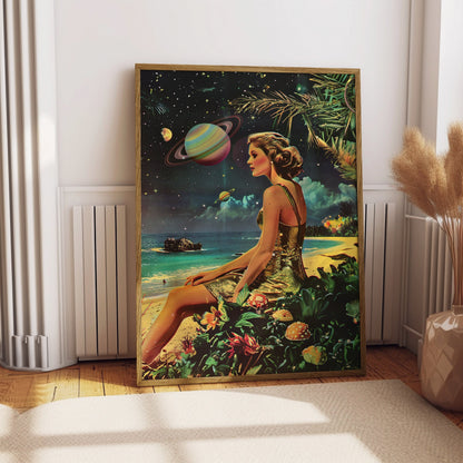 Vintage Vogue Surrealism Styled Magazine Poster, Outer Space Trippy Art, Fashion Magazine Wall Art Print, Vogue Art Print, Psychedelic Art