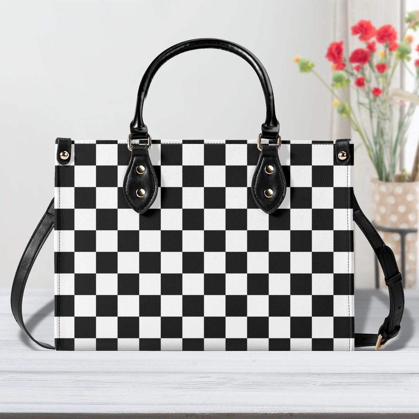 Checkered Purse. Trendy Handbag, Waterproof PU Leather Handbag, Top Handle Vegan Leather, High-quality Crossbody Bag, Shoulder bag